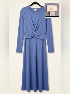a new day Periwinkle Knot-Front Long Sleeve Maxi Dress